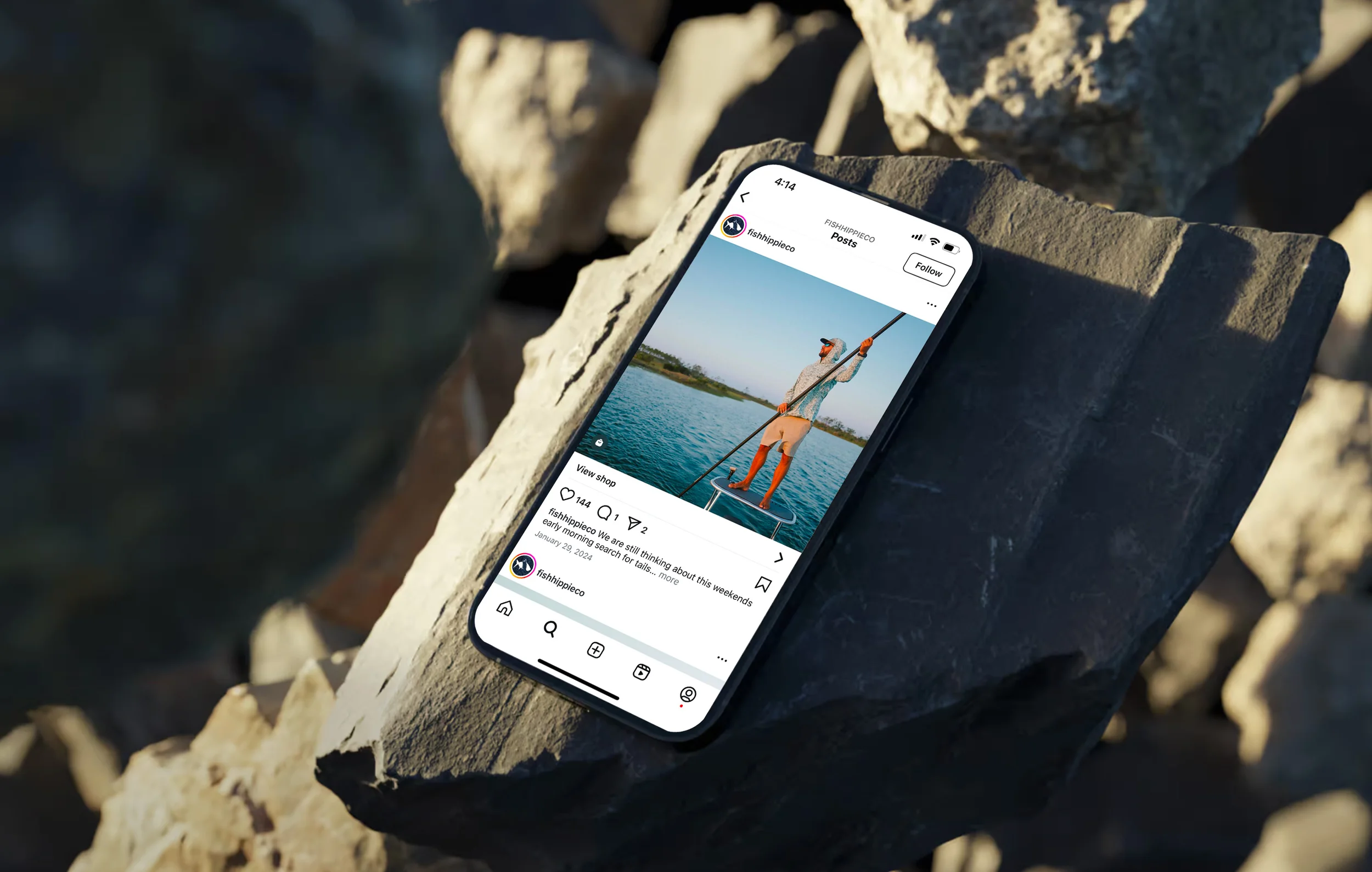 phone with social post