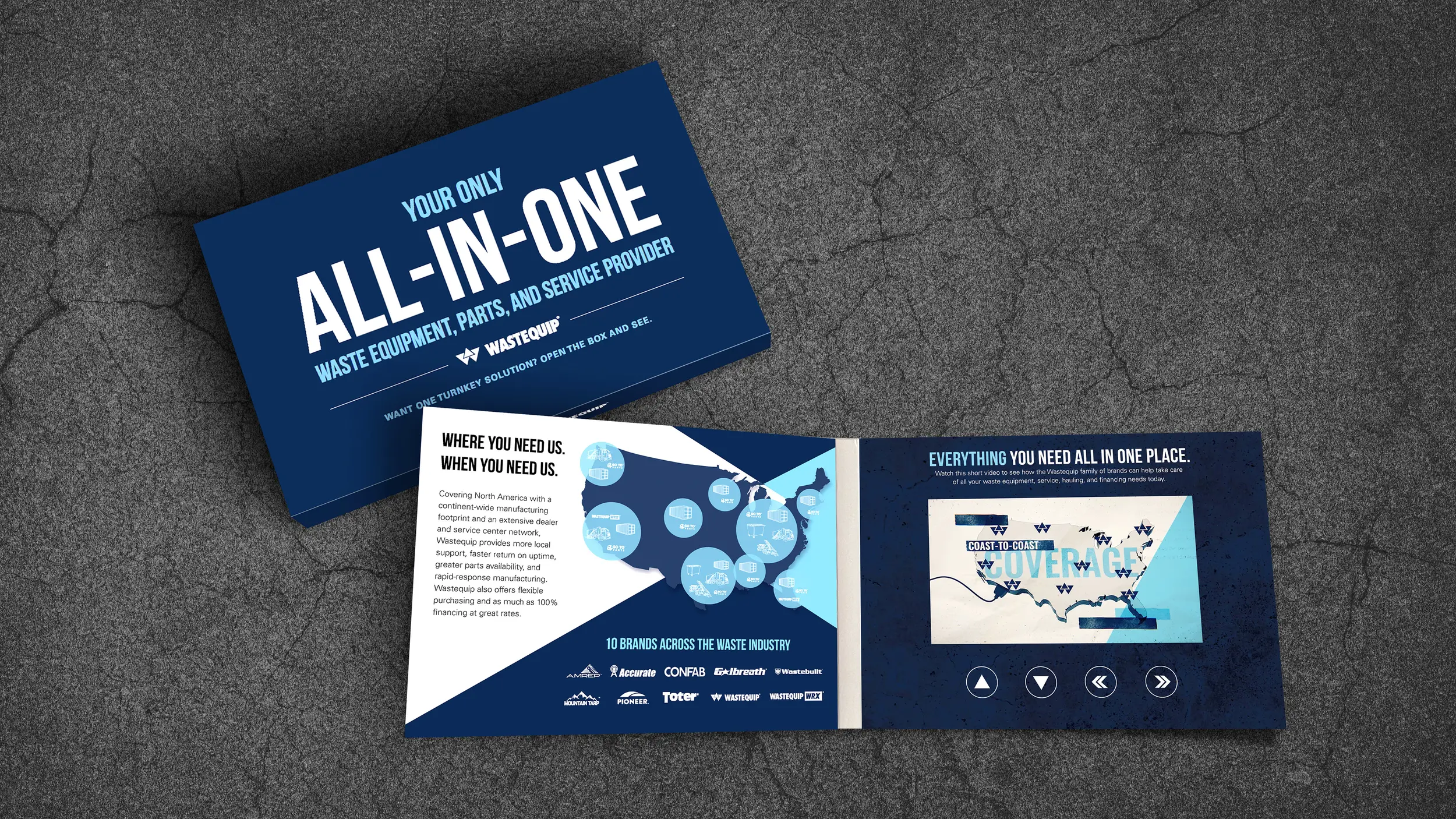 mockup of wastequip video mailer brochure