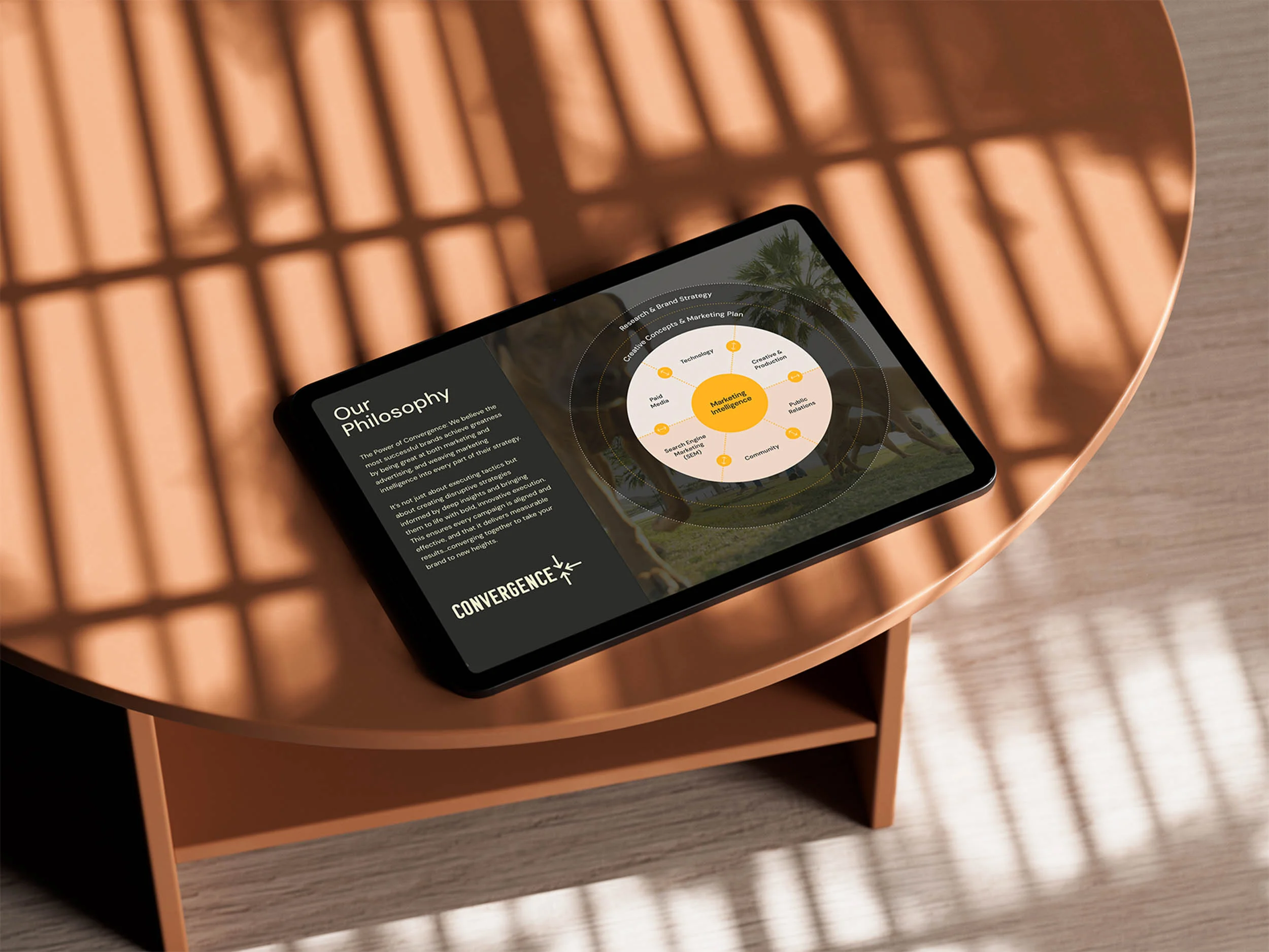 tablet on table with graph