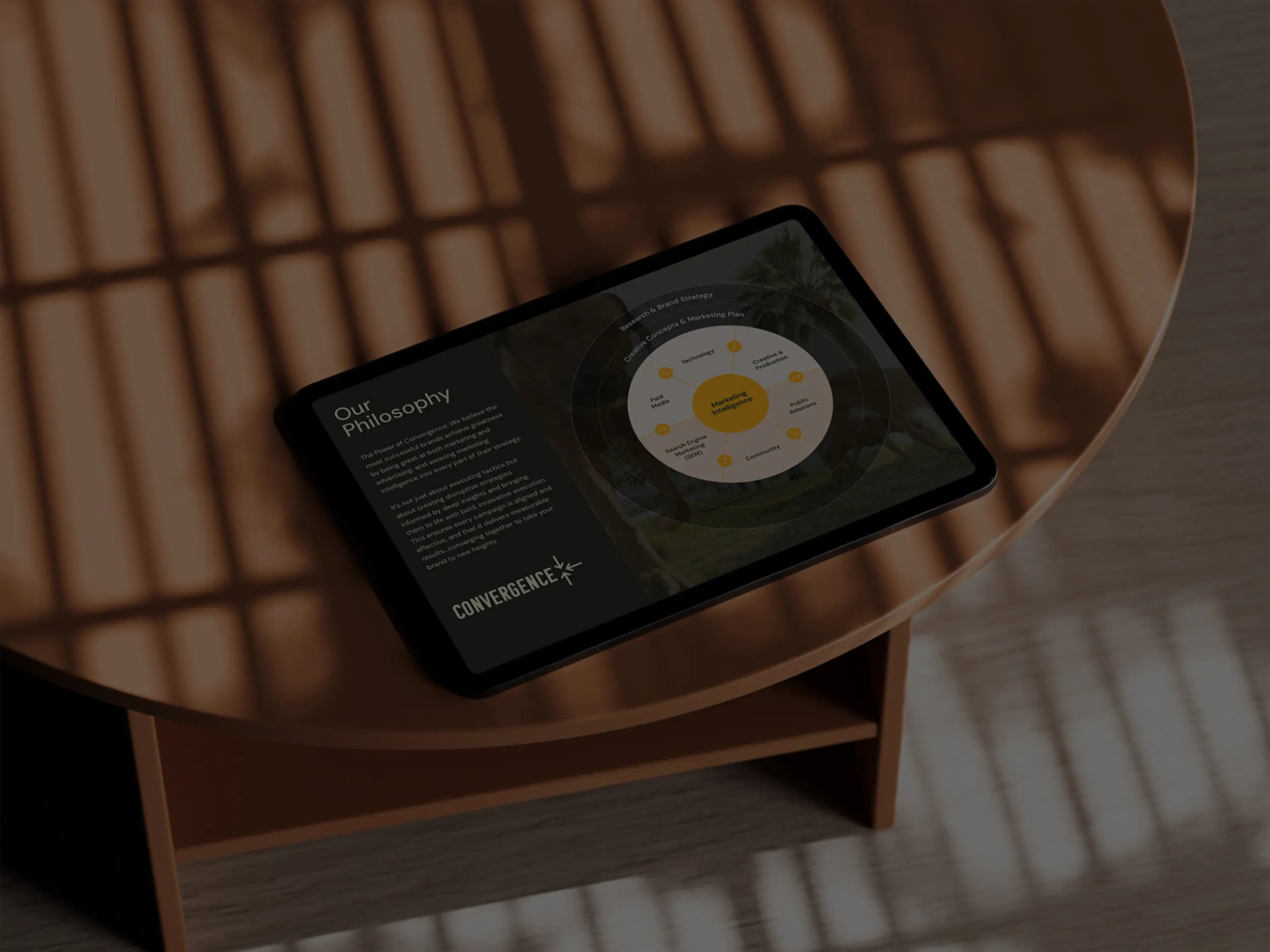 tablet on table with graph