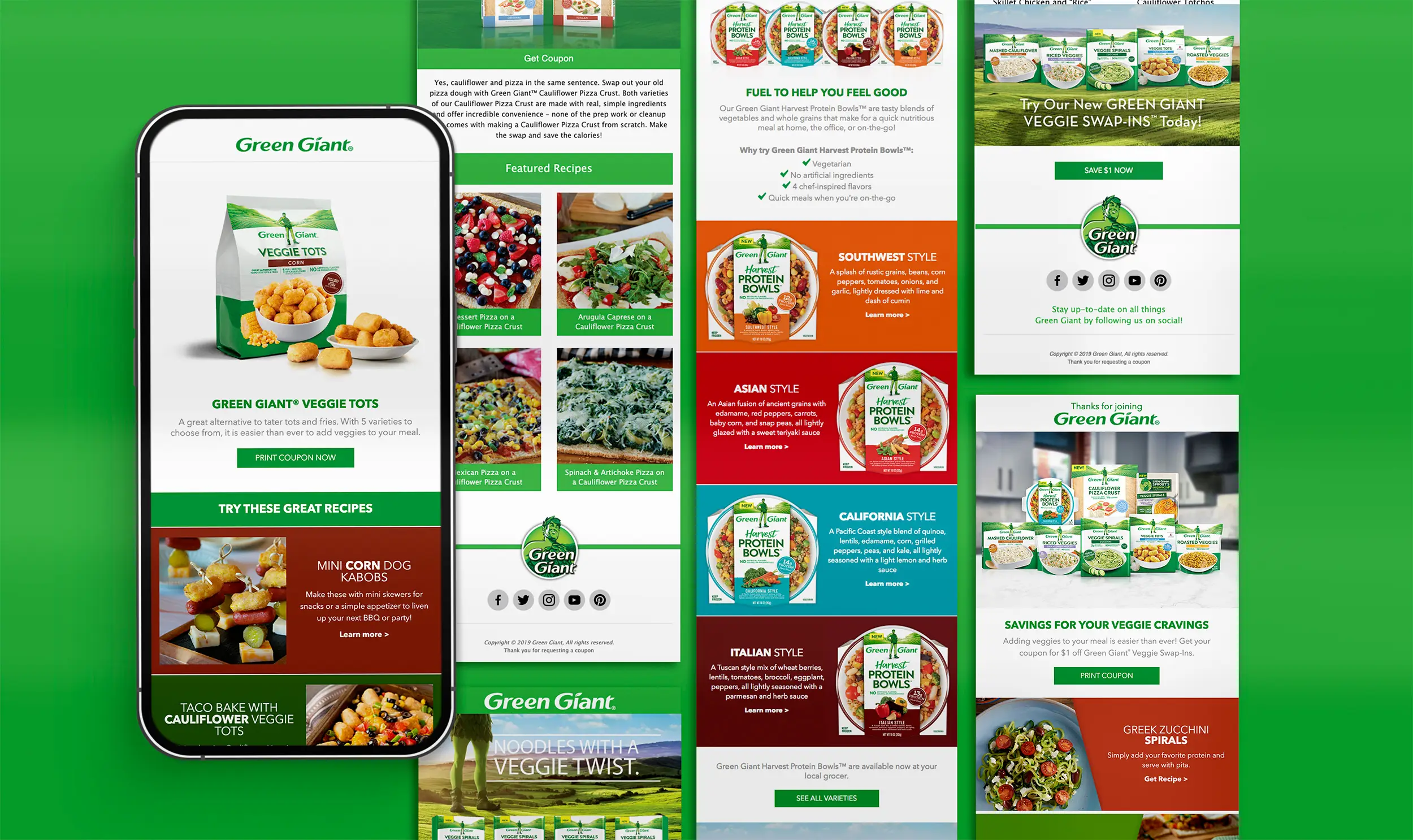 green giant email mockups