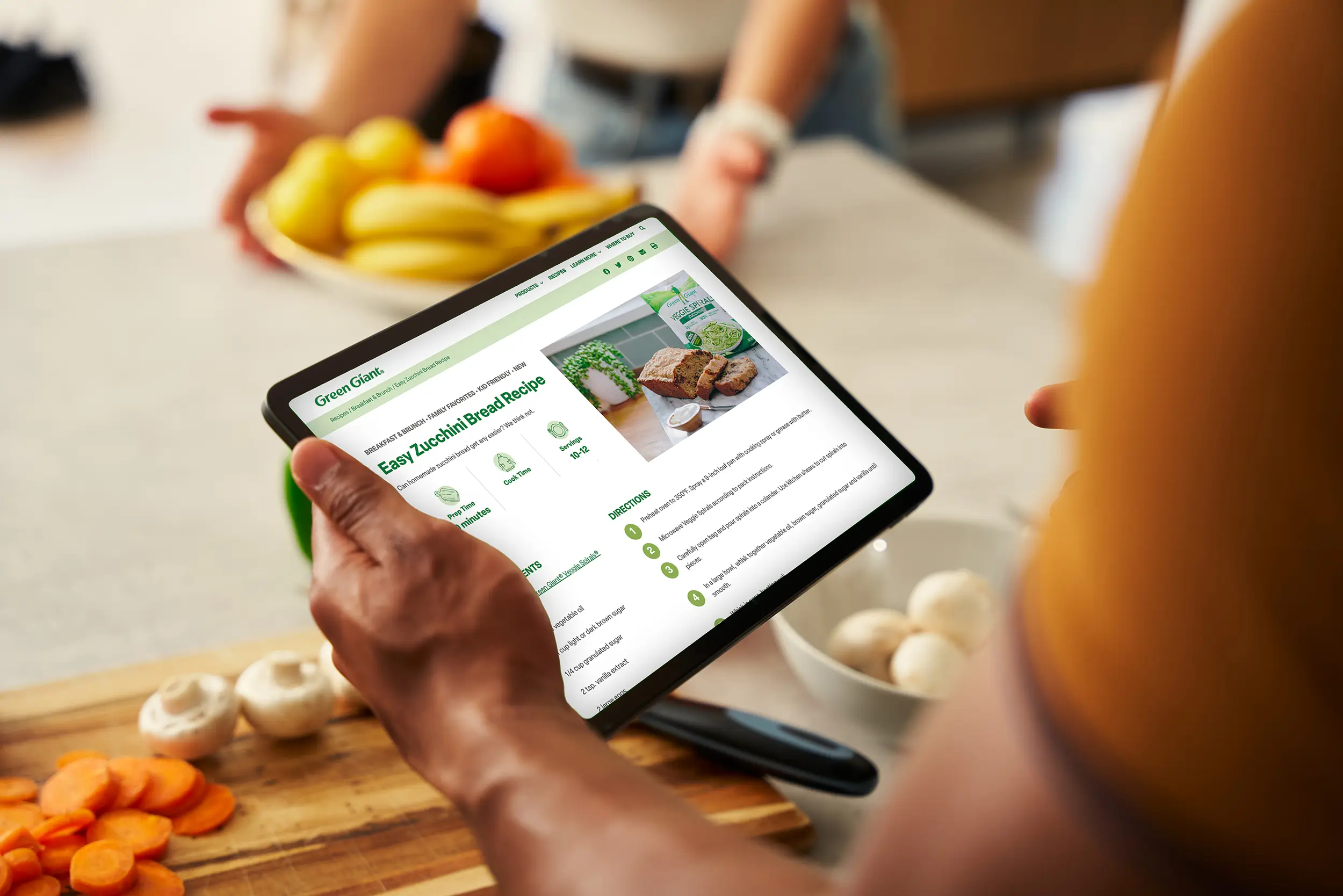 recipe on tablet green giant