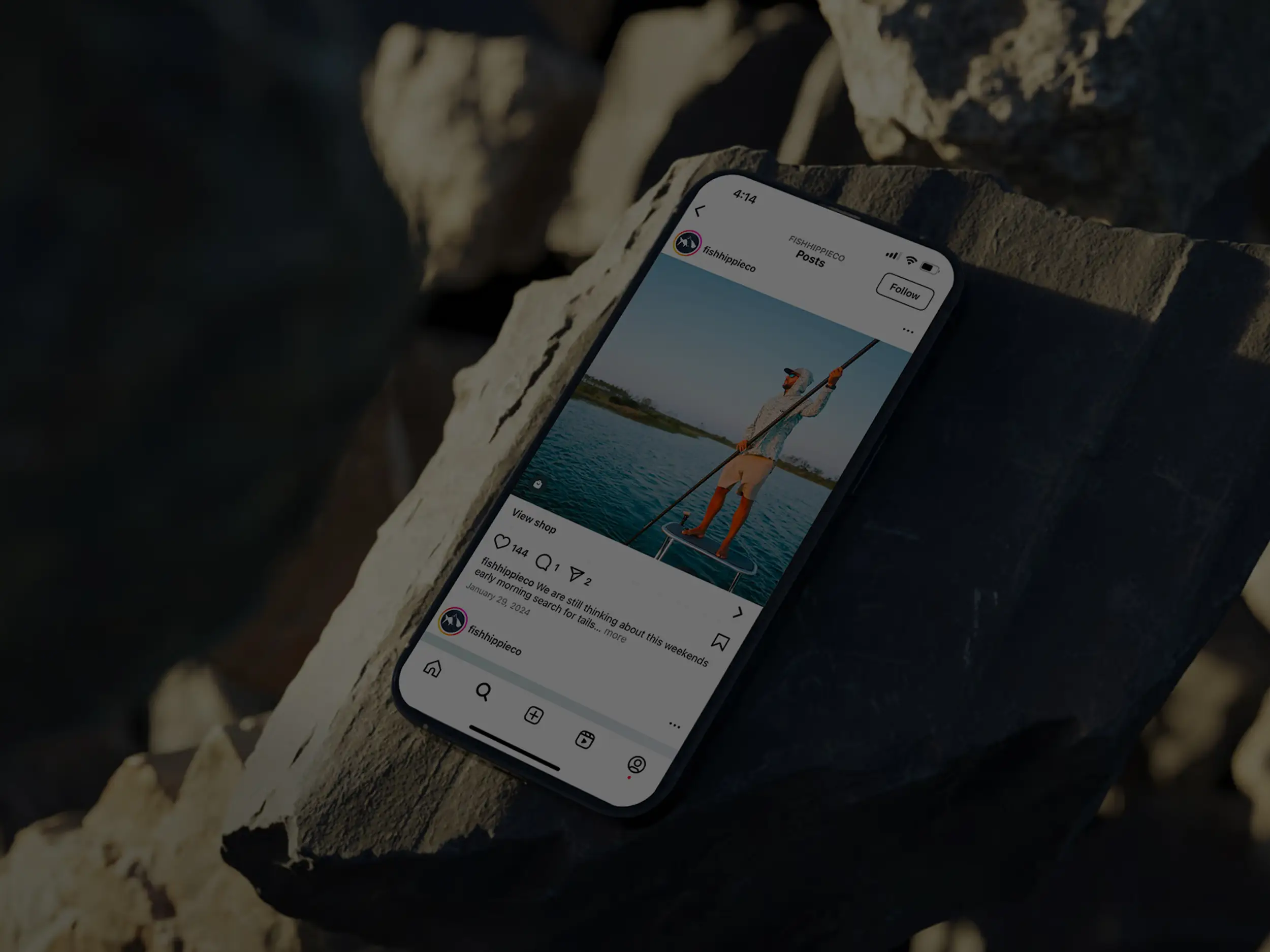 phone showing social post