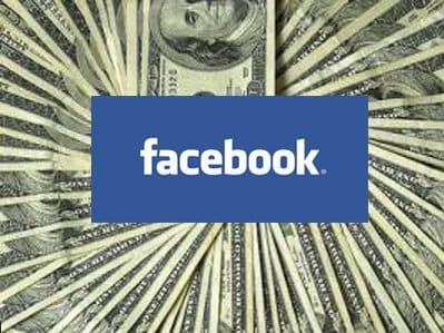 Facebook logo surrounded by $100 bills