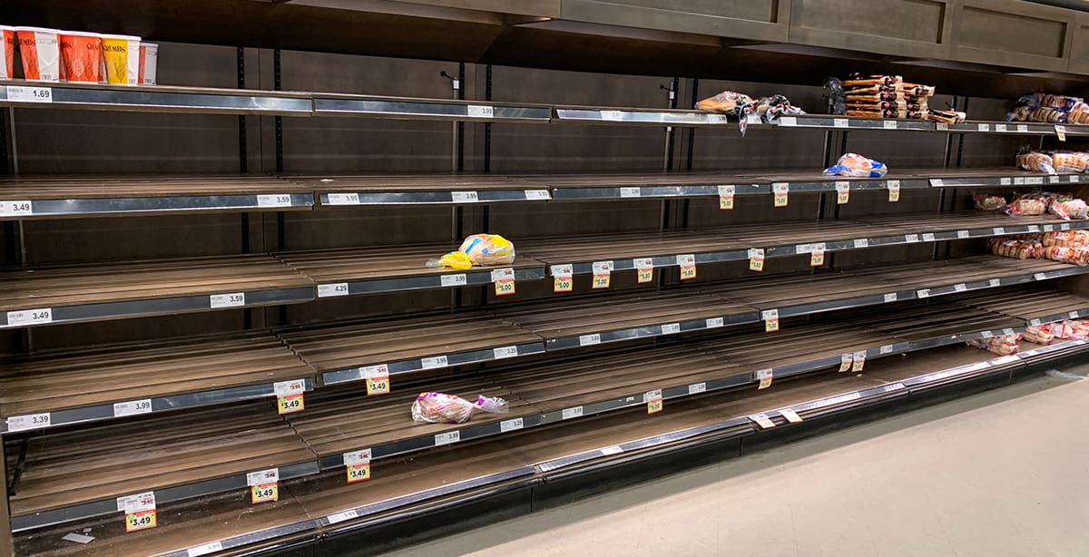 Empty market shelves