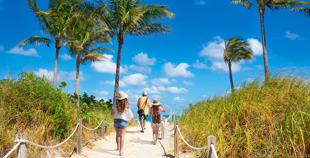 Family walking on the beach