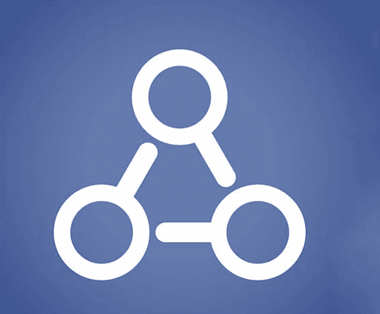 Icon with three magnifying glasses in a triangle