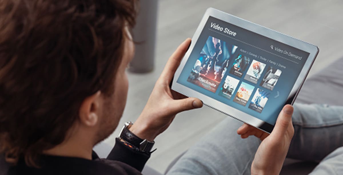 Person shopping on video store