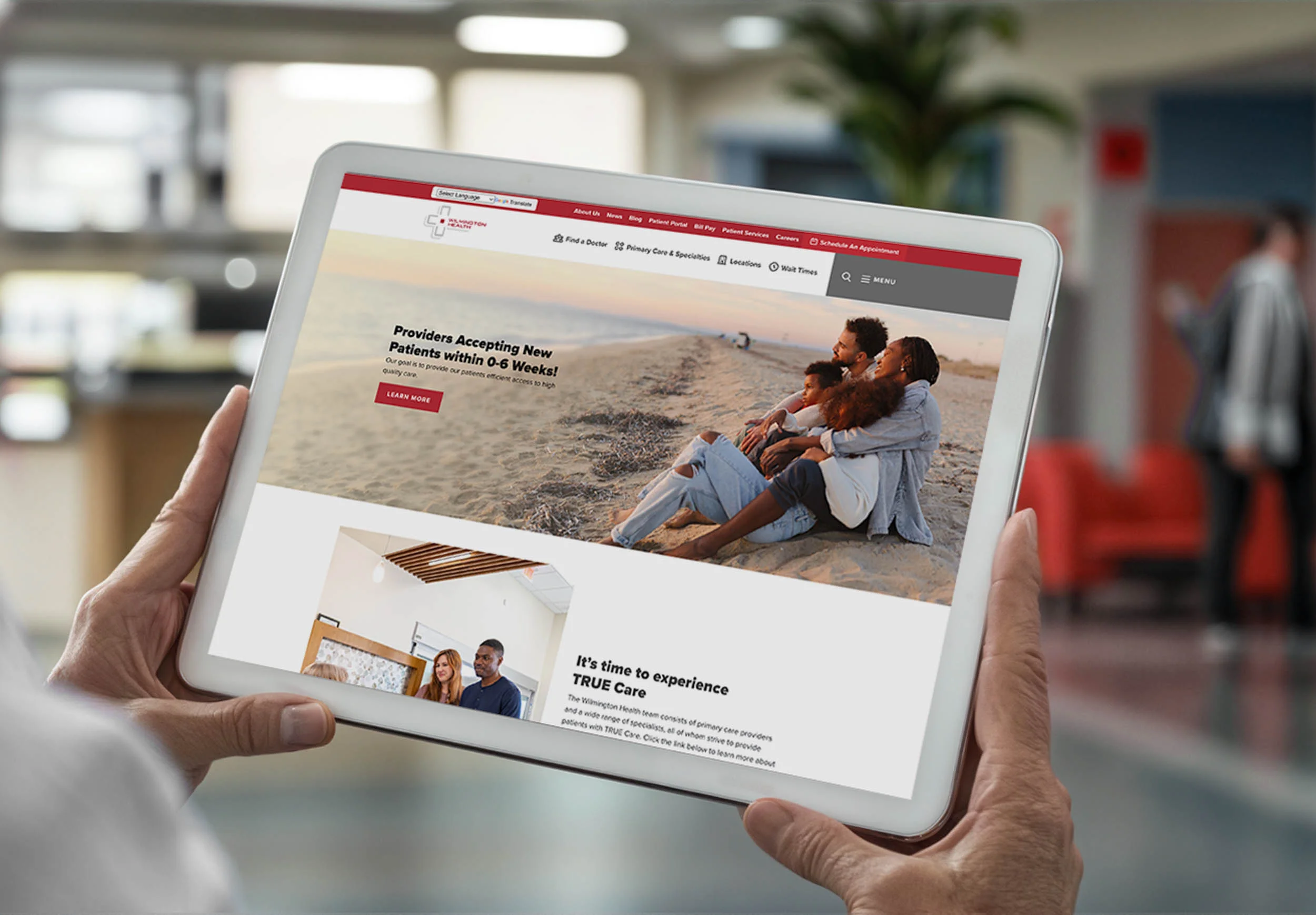 wilmington health website on tablet