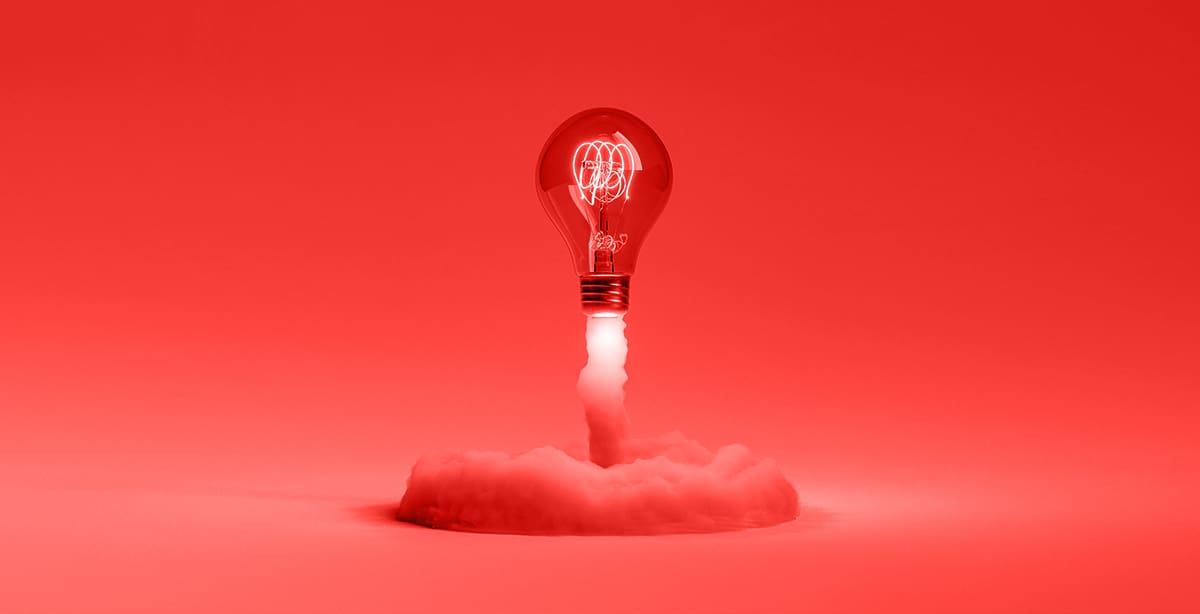 Light bulb blasting off