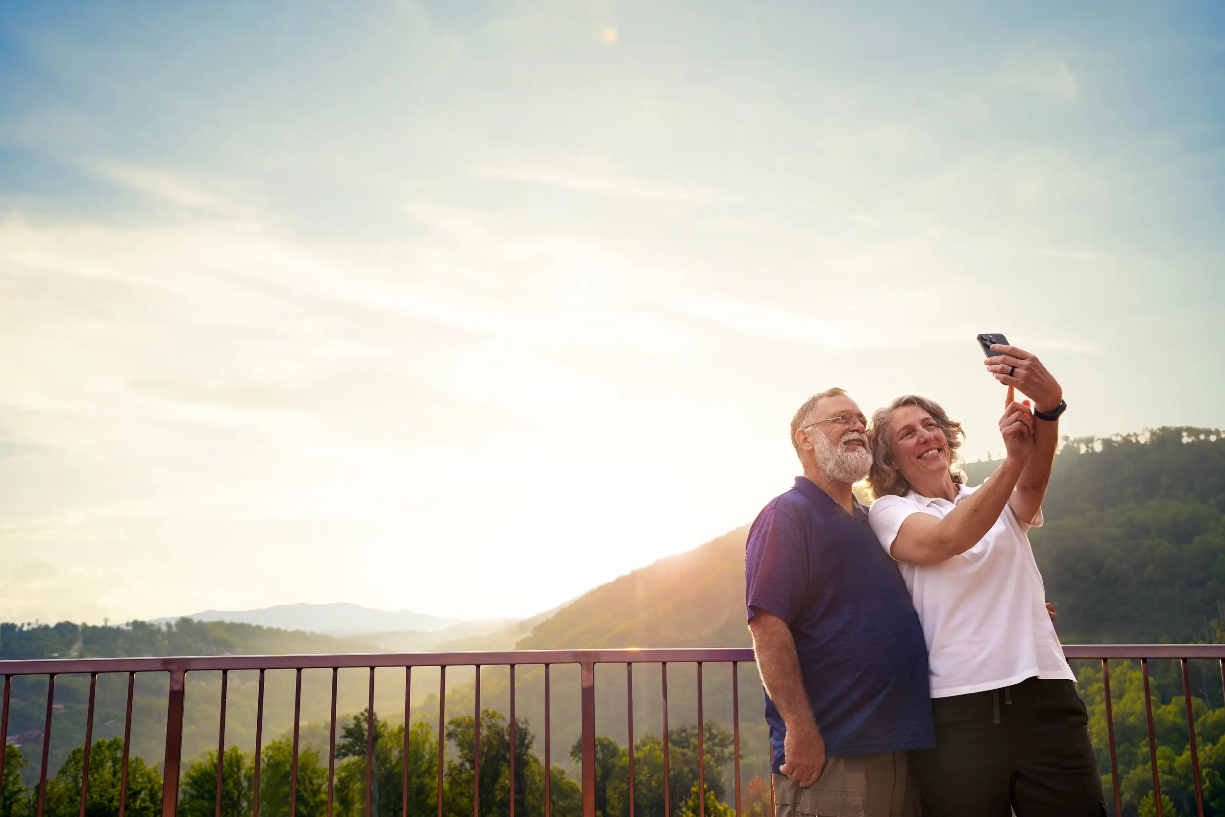 older couple taking a selfie