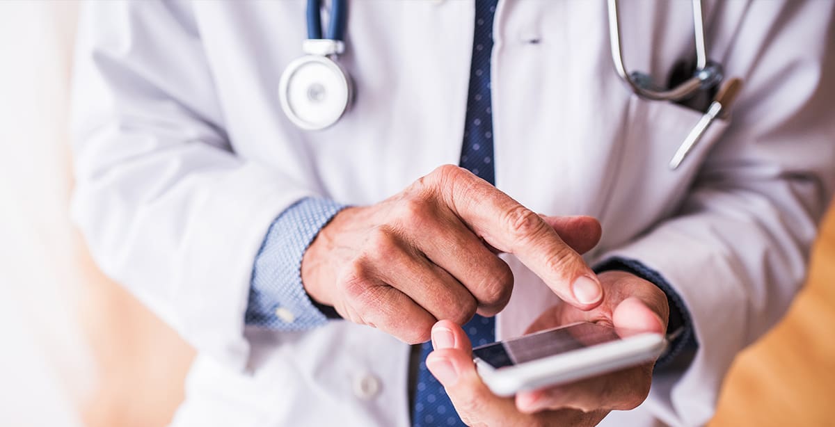 Doctor using smartphone