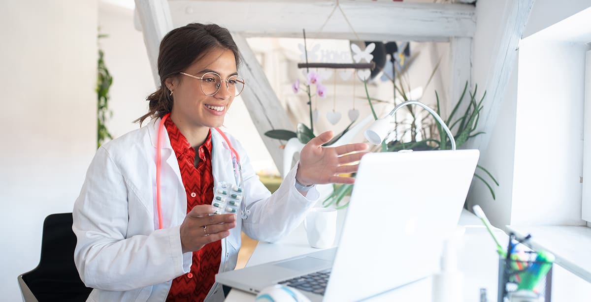 Health care provider conducting virtual visit