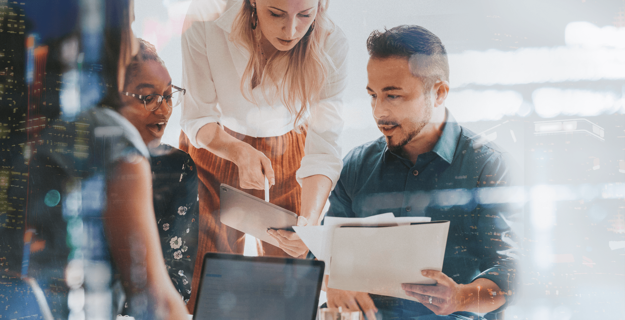 Team working together at table