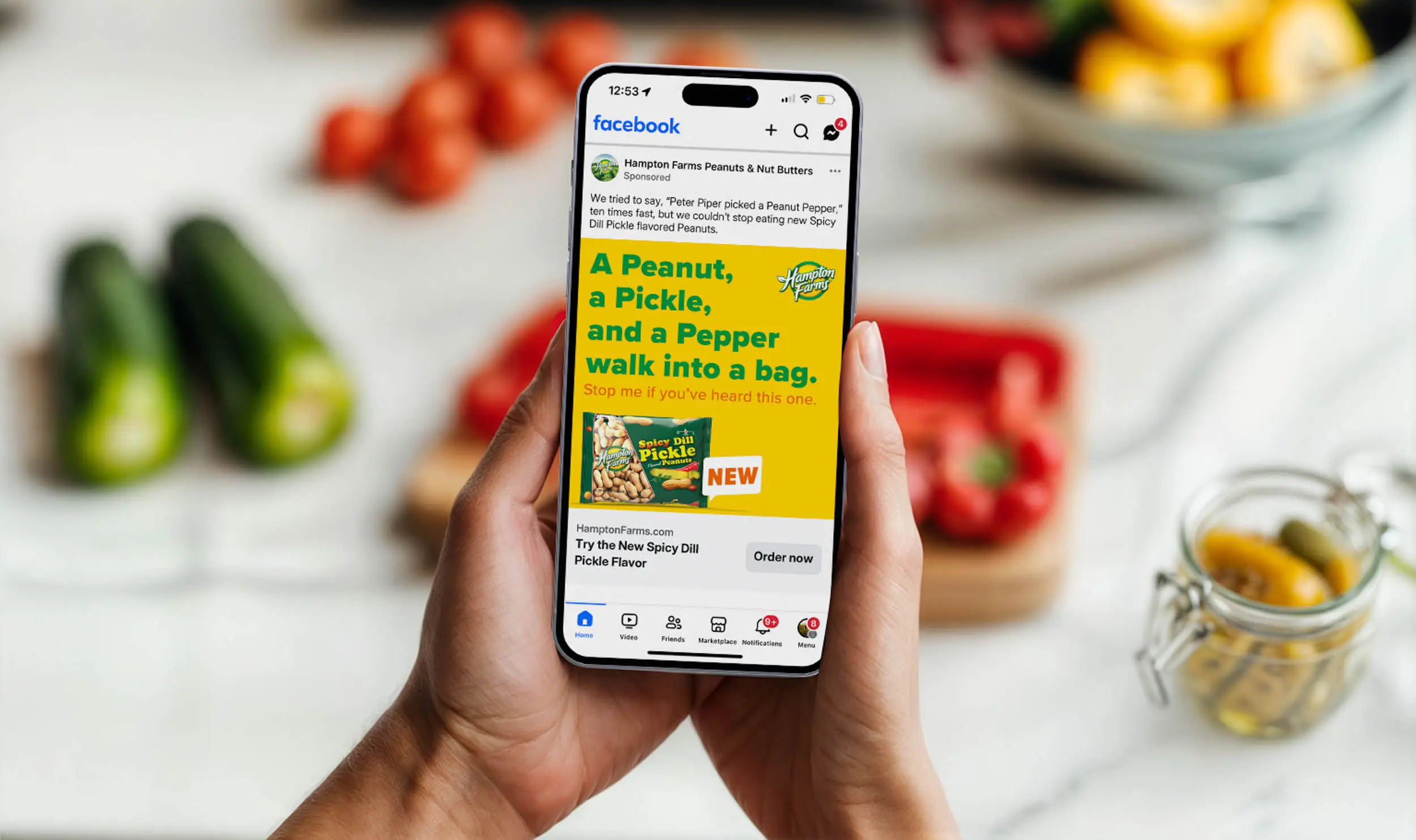 Hampton farms social post mockup on phone