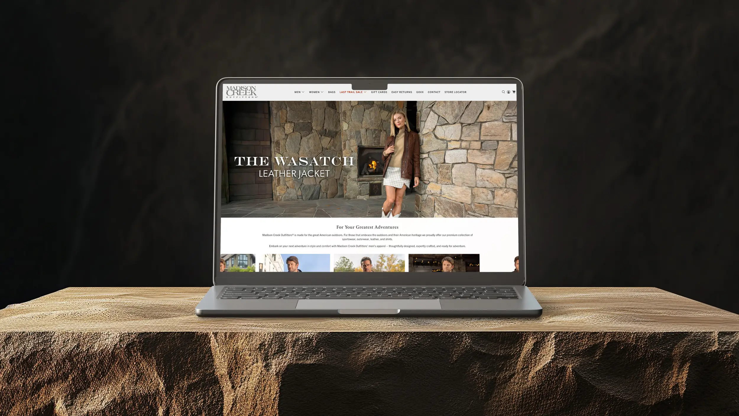 madison creek outfitters website mockup