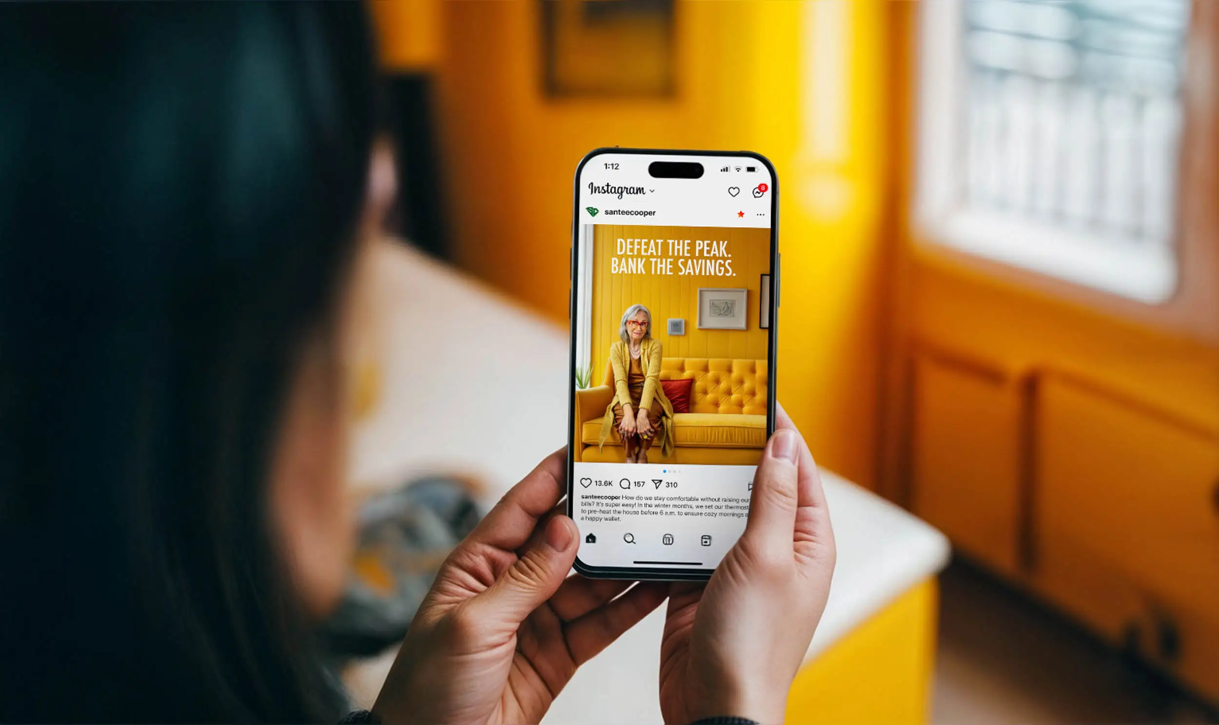 santee cooper social post in phone