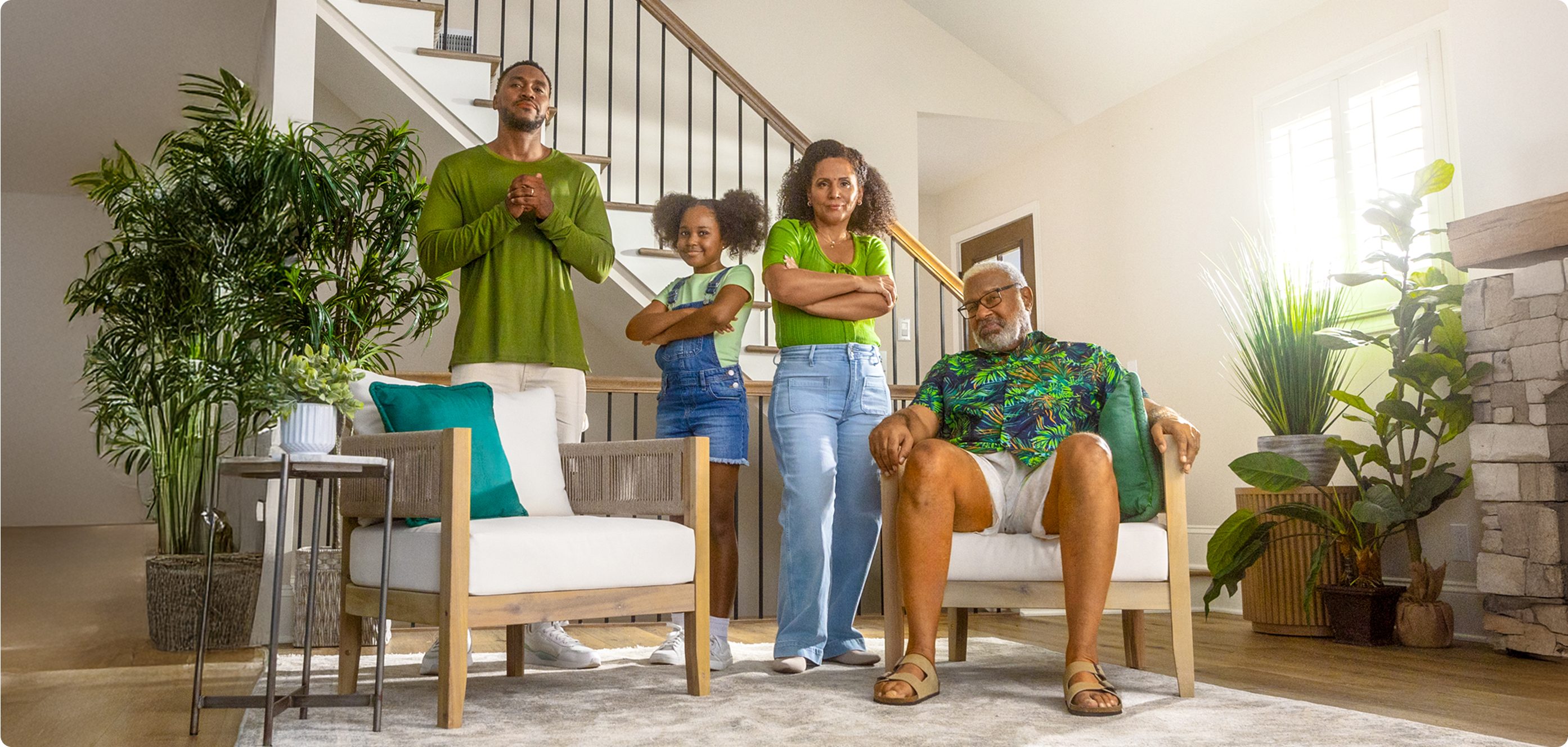 Family in living room