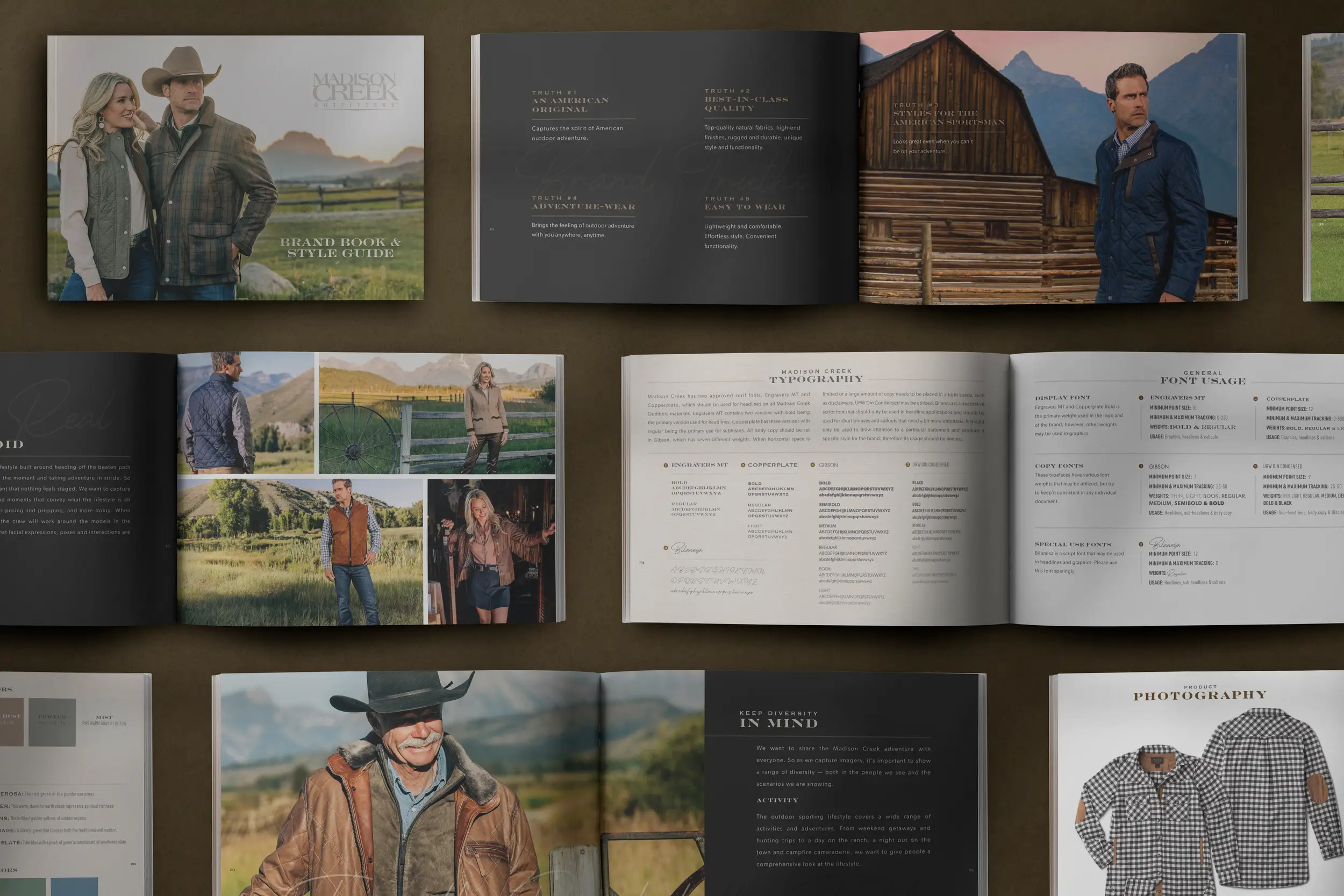 madison creek outfitters brand book mockup