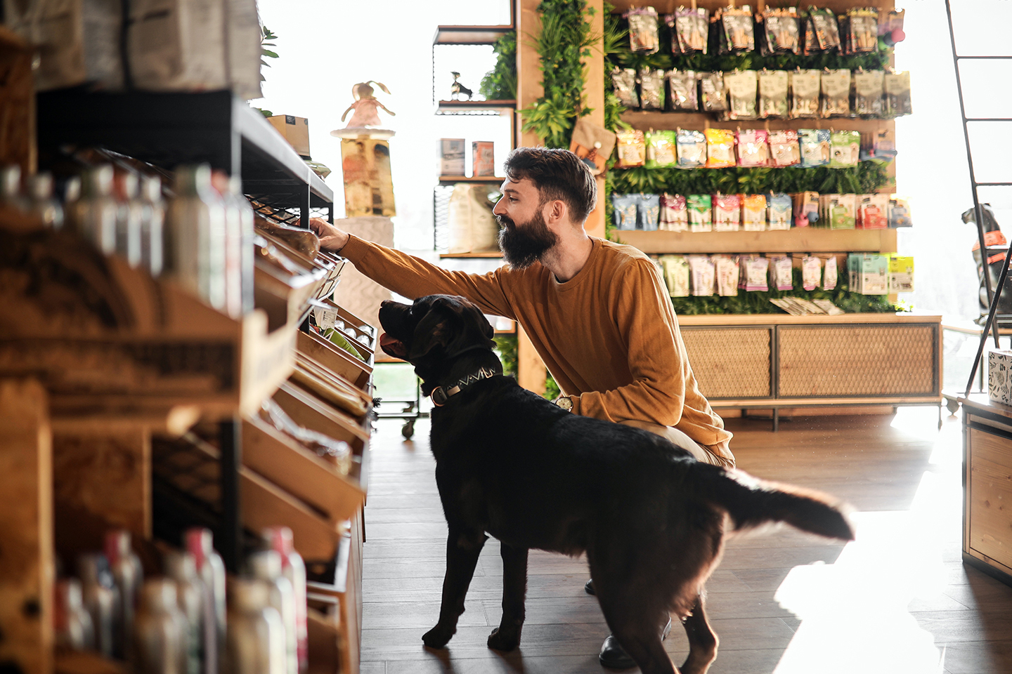 Man and Dog in store