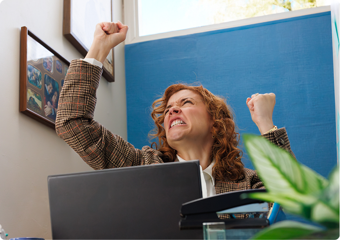 lady holding up fists