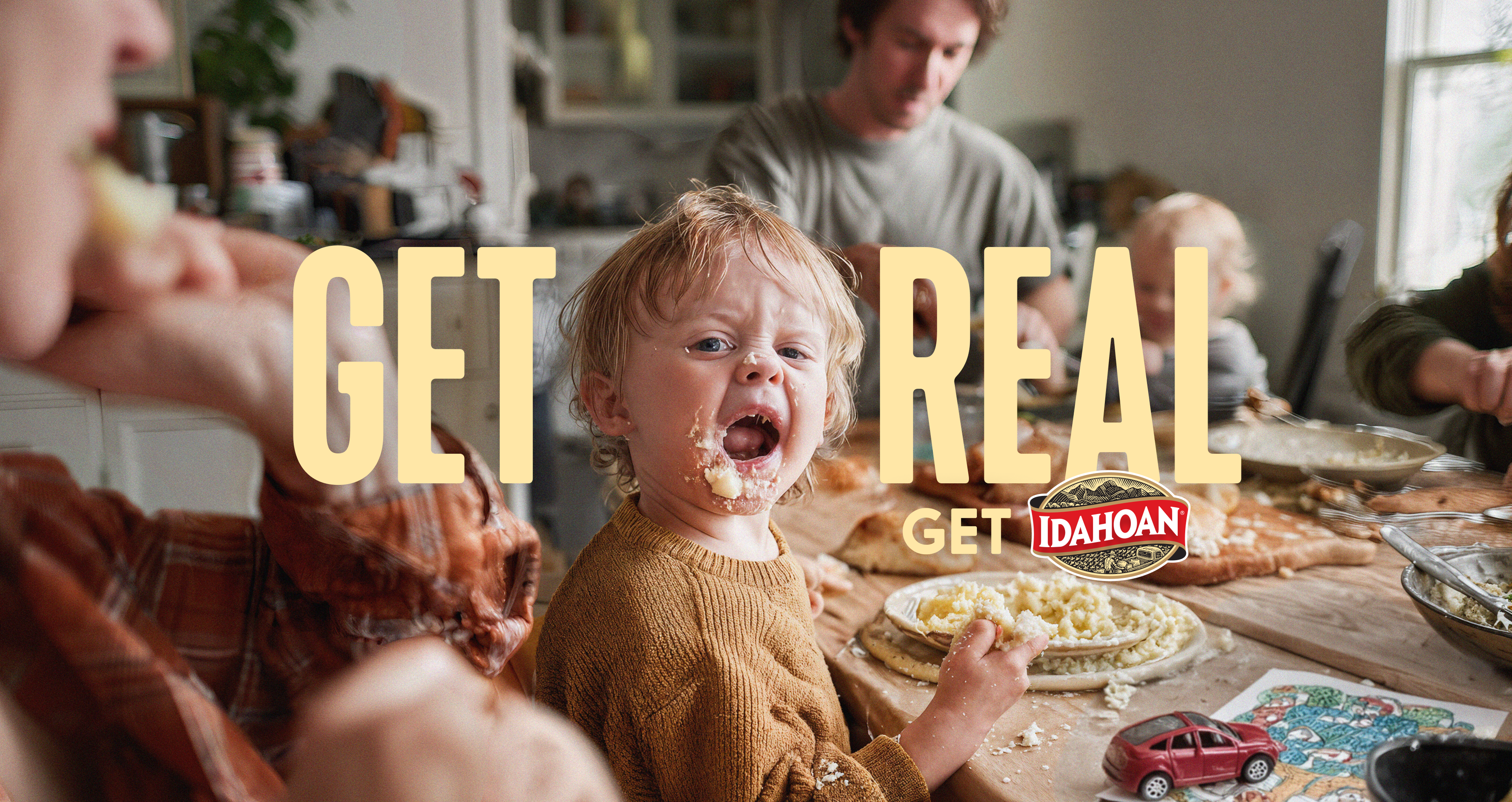 Kid with mashed potatoes