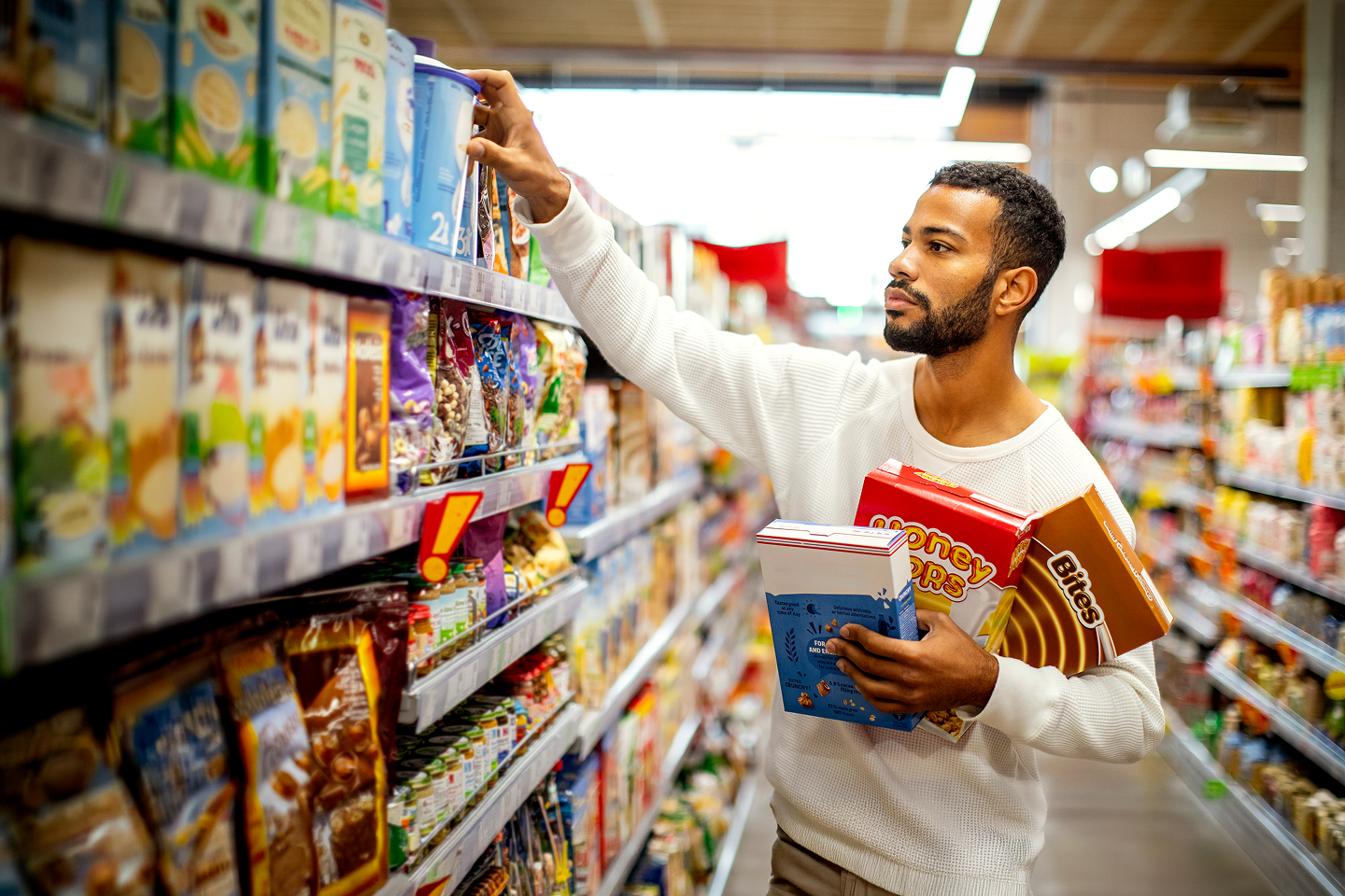 man grocery shopping