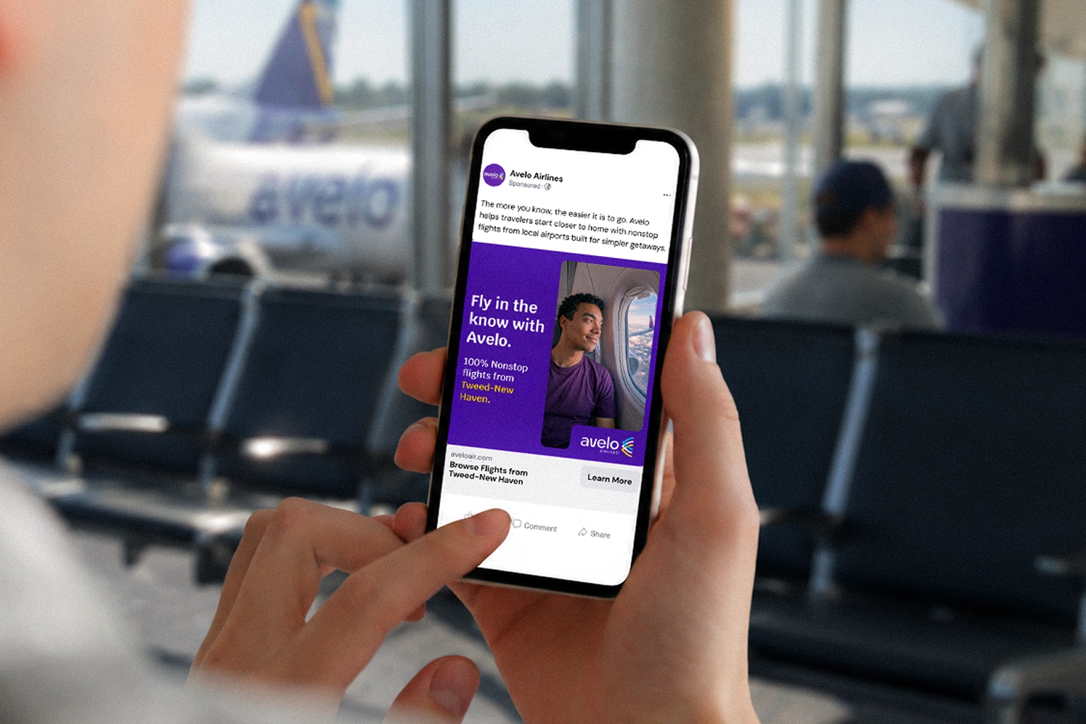 Avelo paid social ad